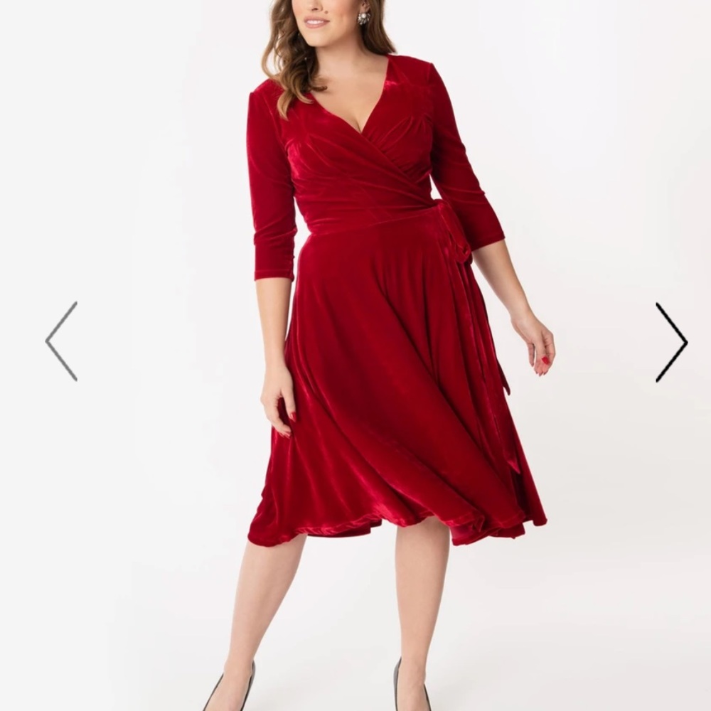 unique vintage Burgundy Velvet Kelsie Wrap Dress